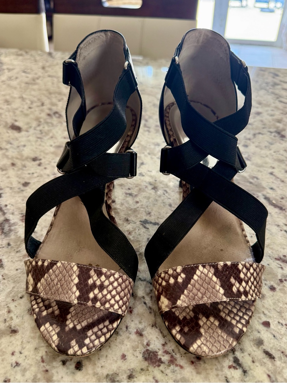 Michael Kors Black Strappy Elastic Stiletto Sandals